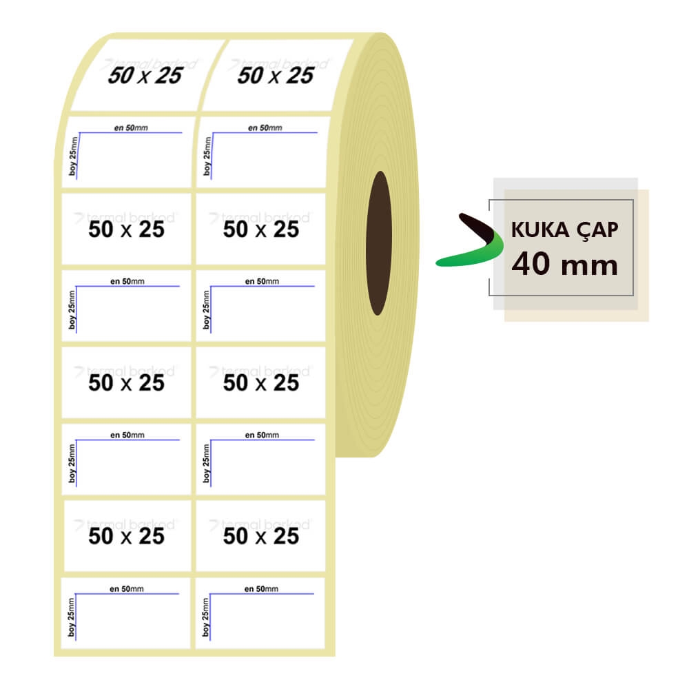 50mm x 25mm 2'li Kuşe Etiket