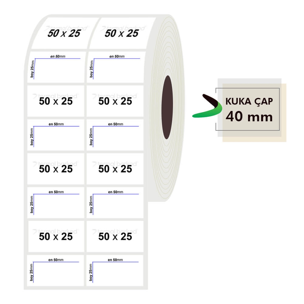 50mm x 25mm 2'li Opak Etiket