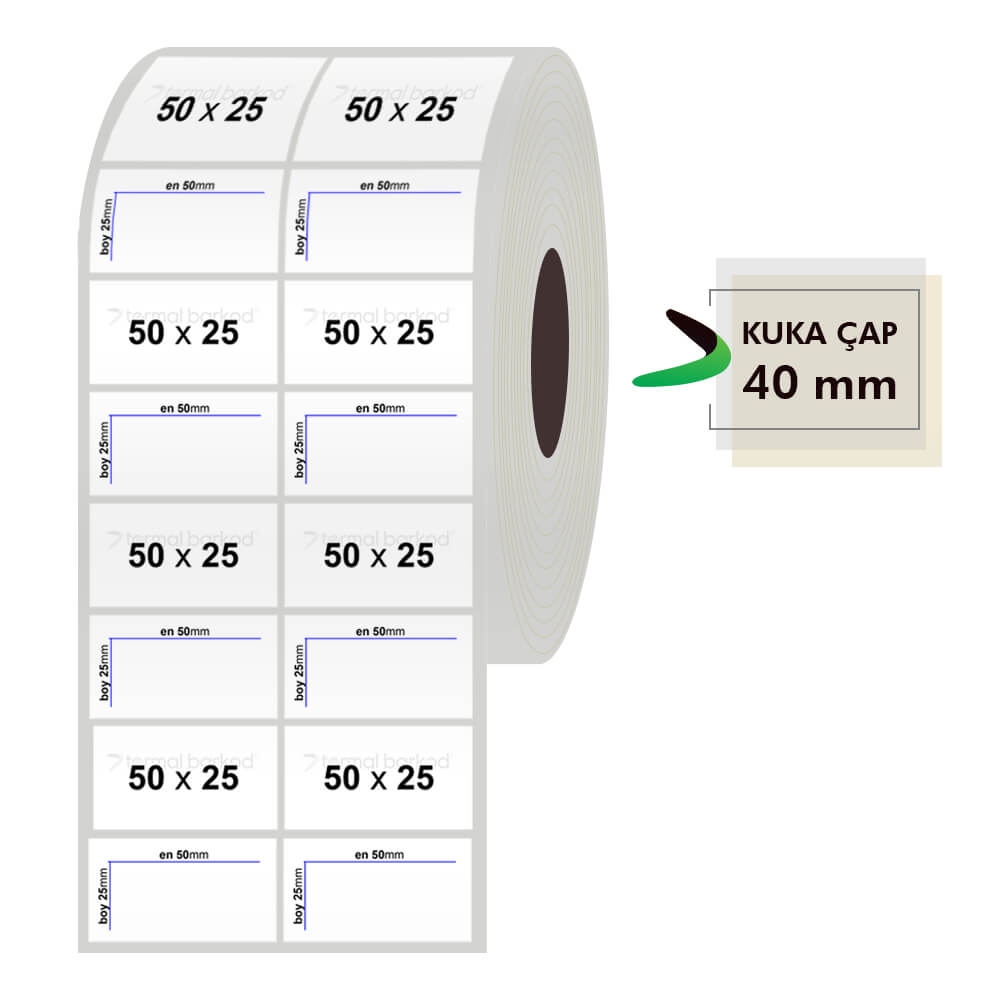 50mm x 25mm 2'li Silvermat Etiket