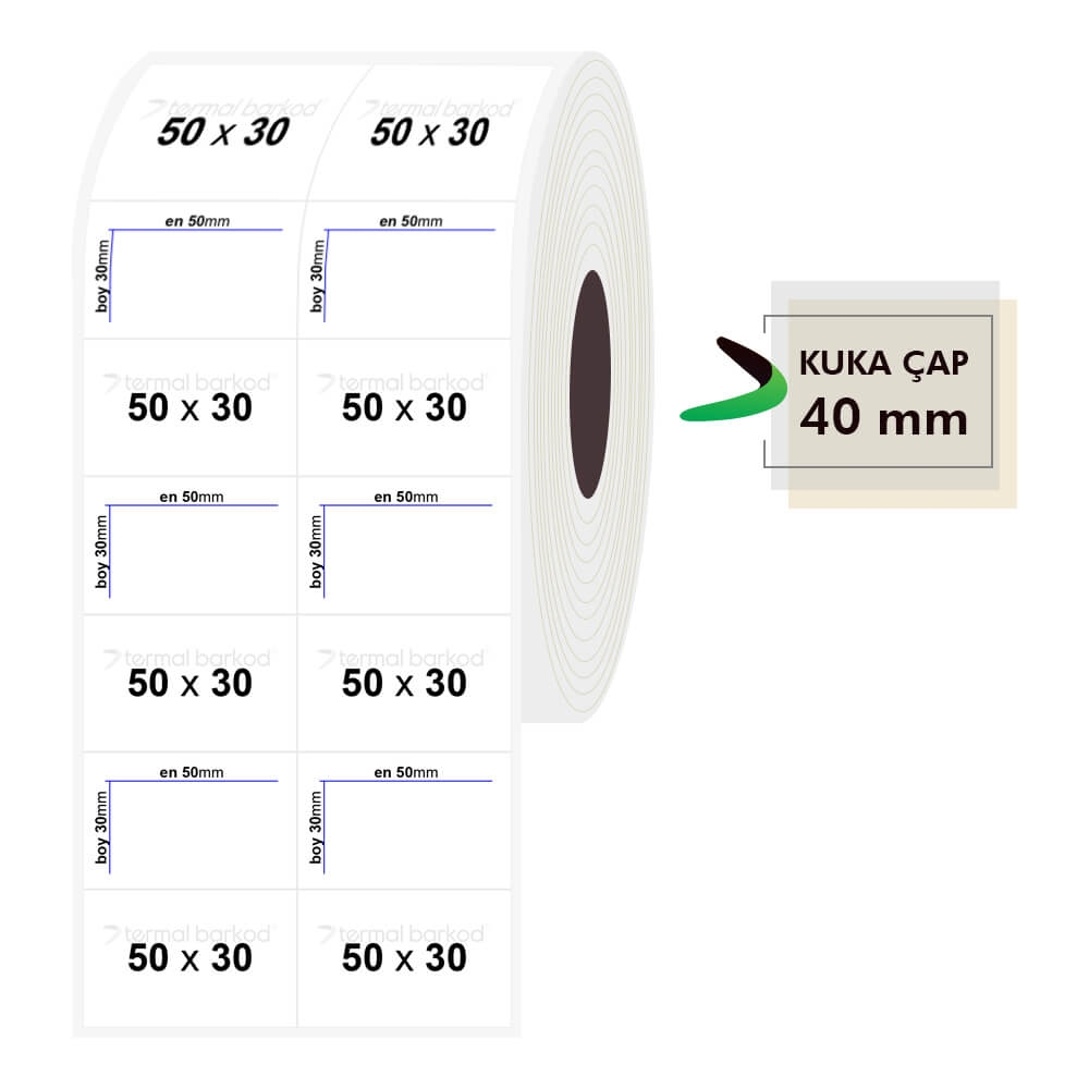 50mm x 30mm 2'li Bitişik Şeffaf Etiket