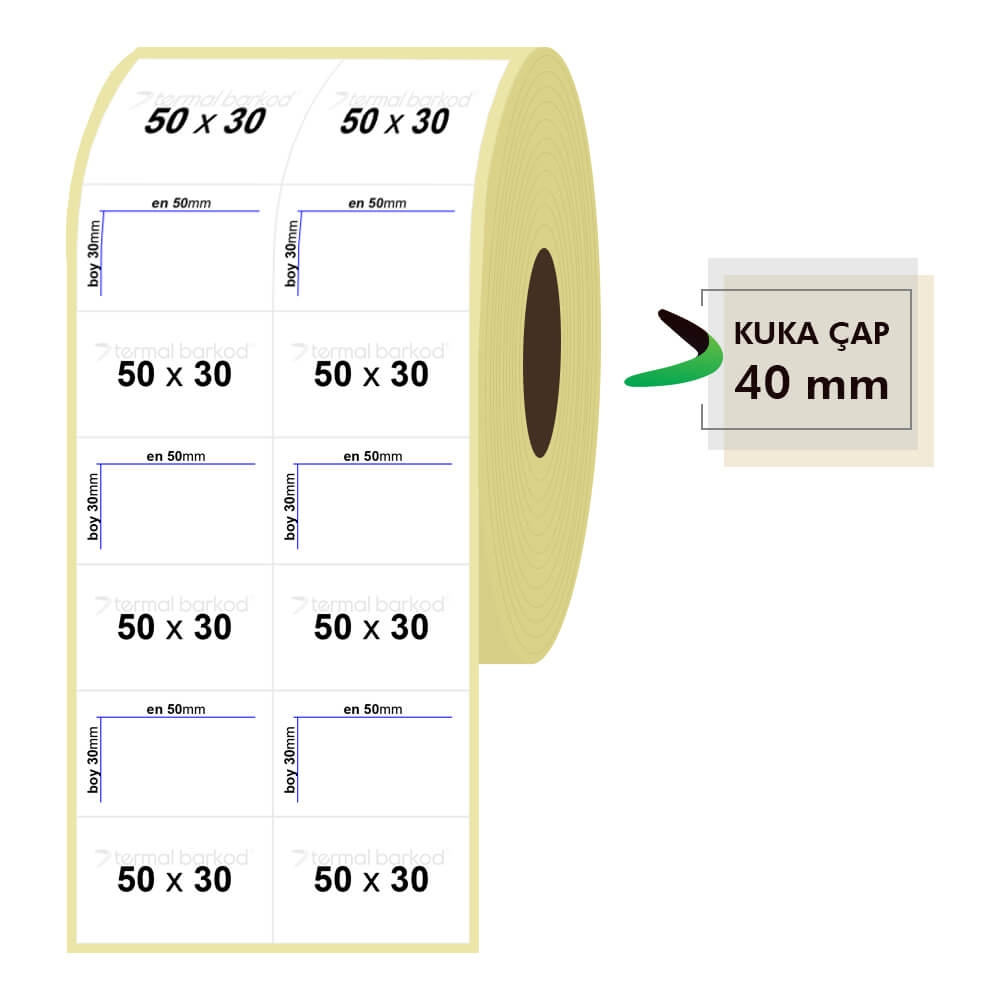 50mm x 30mm 2'li Bitişik Kuşe Etiket