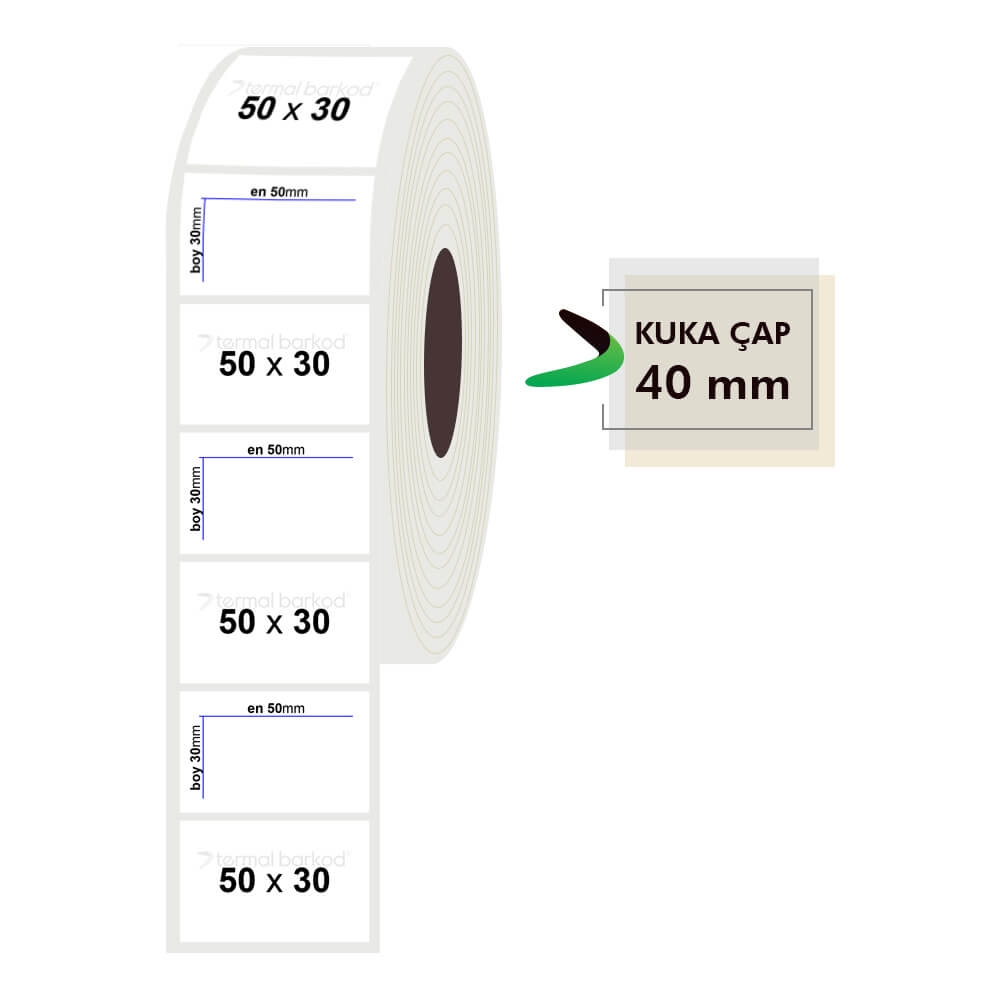 50mm x 30mm PP Opak Etiket