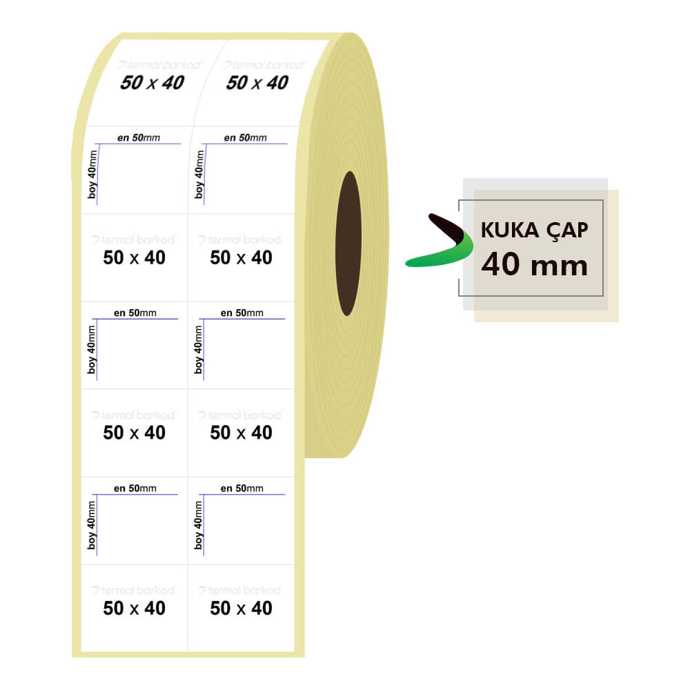 50mm x 40mm 2'li Bitişik Termal Etiket