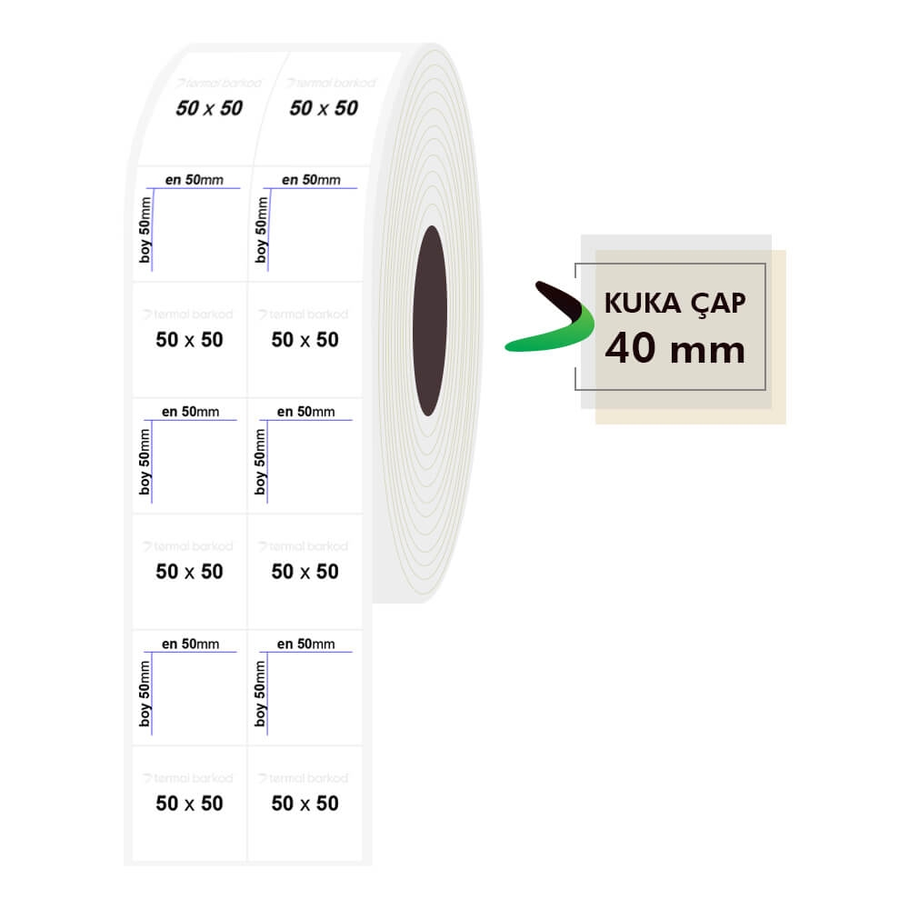 50mm x 50mm 2li Bitişik PP Şeffaf Etiket