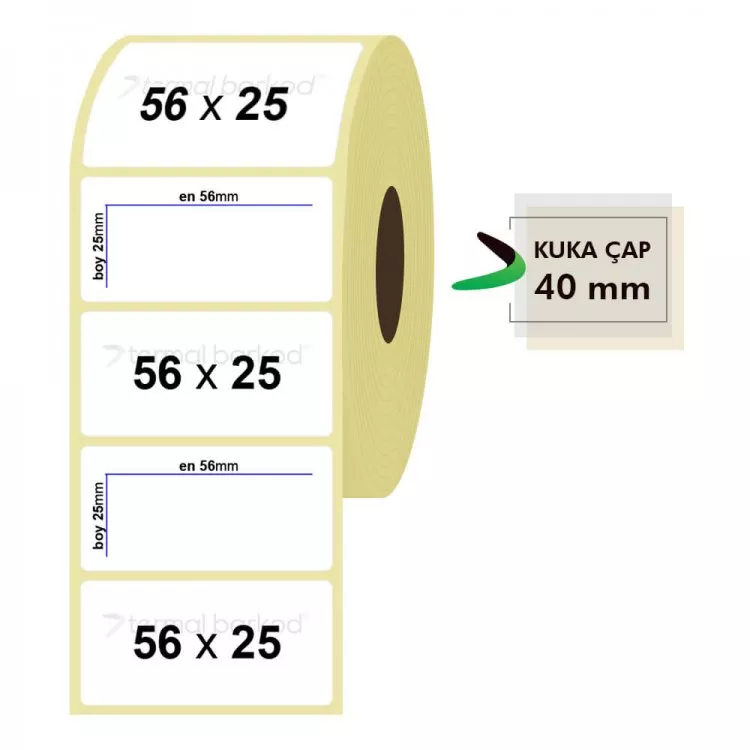 56mm x 25mm Kuşe Etiket