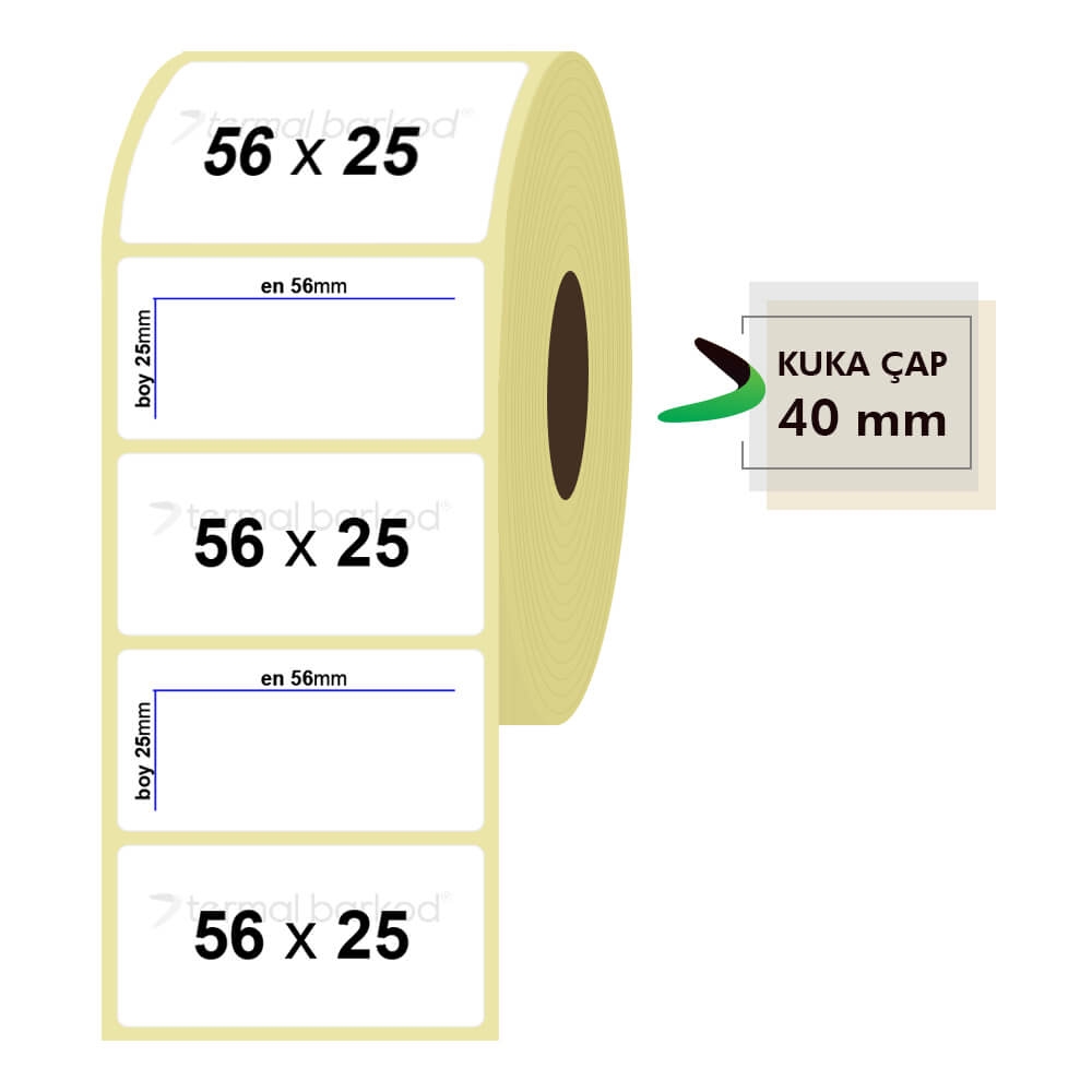56mm x 25mm Lamine Termal Etiket
