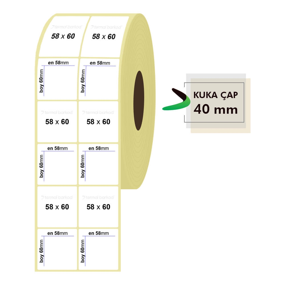 58mm x 60mm 2'li Kuşe Etiket
