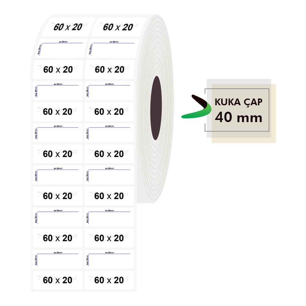 60mm x 20mm 2li PP Şeffaf Etiket