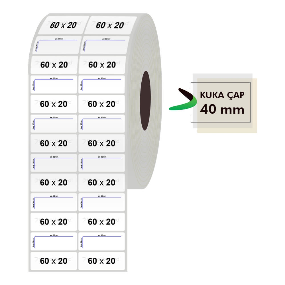 60mm x 20mm 2li Silvermat Etiket