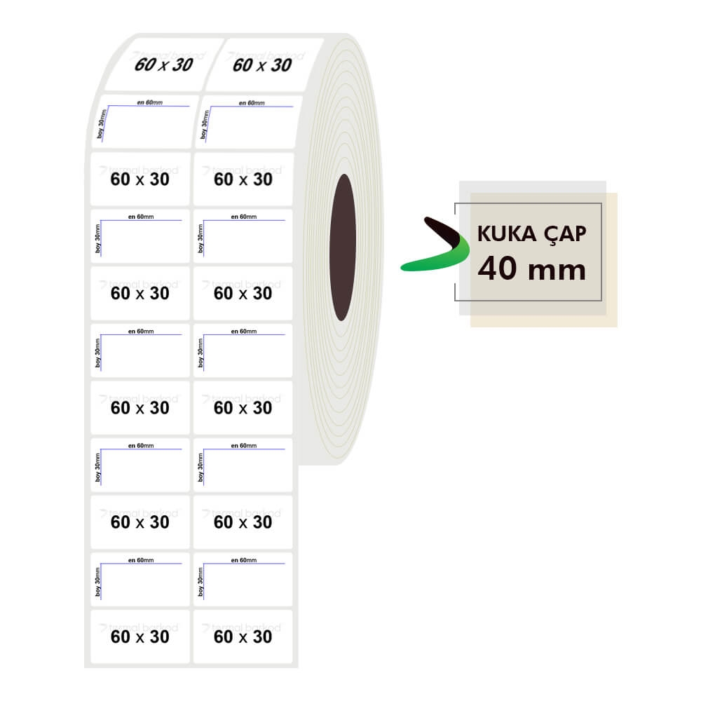 60mm x 30mm 2li Pp Opak Etiket