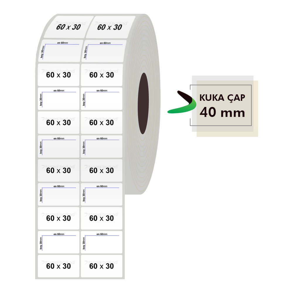60mm x 30mm 2li Silvermat Etiket