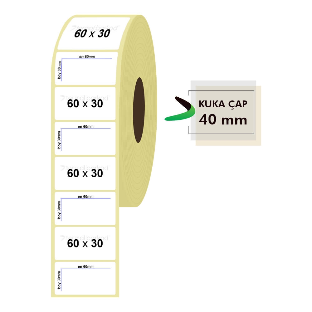 60mm x 30mm Lamine Termal Etiket
