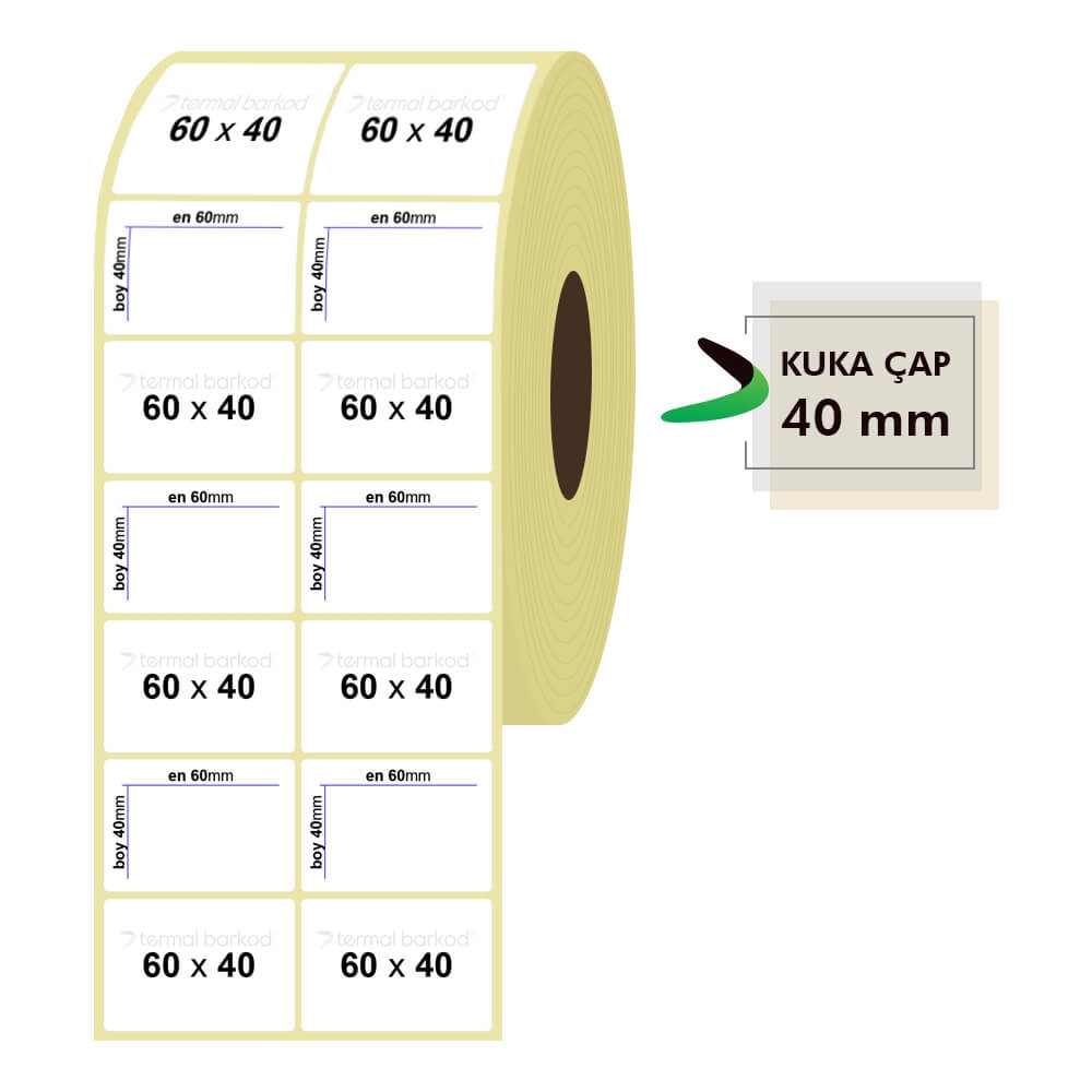 60mm x 40mm 2'li Kuşe Etiket