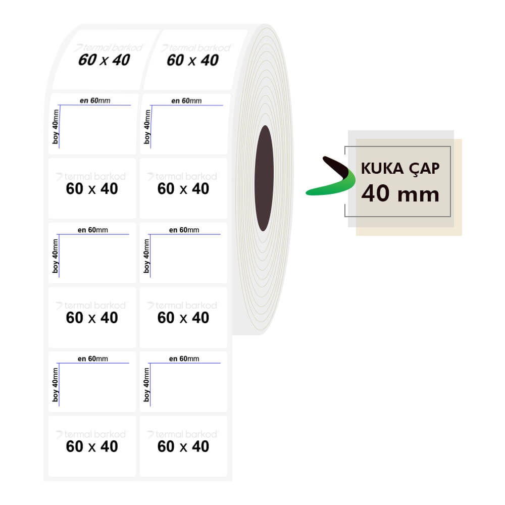 60mm x 40mm 2li PP Şeffaf Etiket