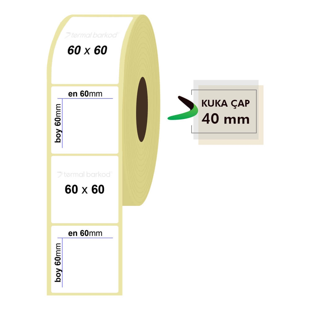 60mm x 60mm Lamine Termal Etiket
