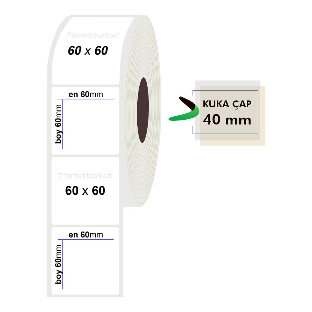60mm x 60mm Opak Etiket