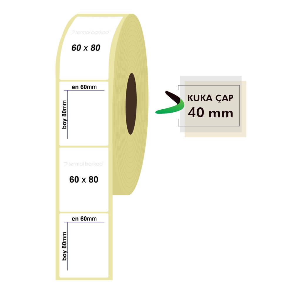 60mm x 80mm Lamine Termal Etiket