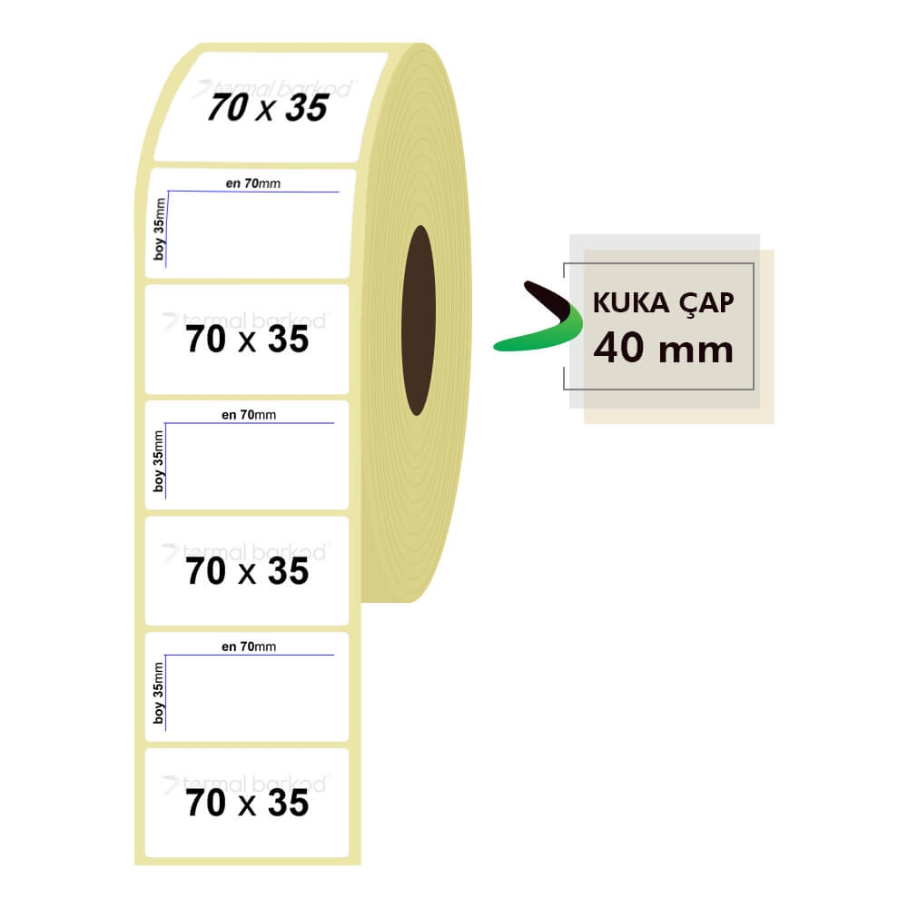 70mm x 35mm Kuşe Etiket
