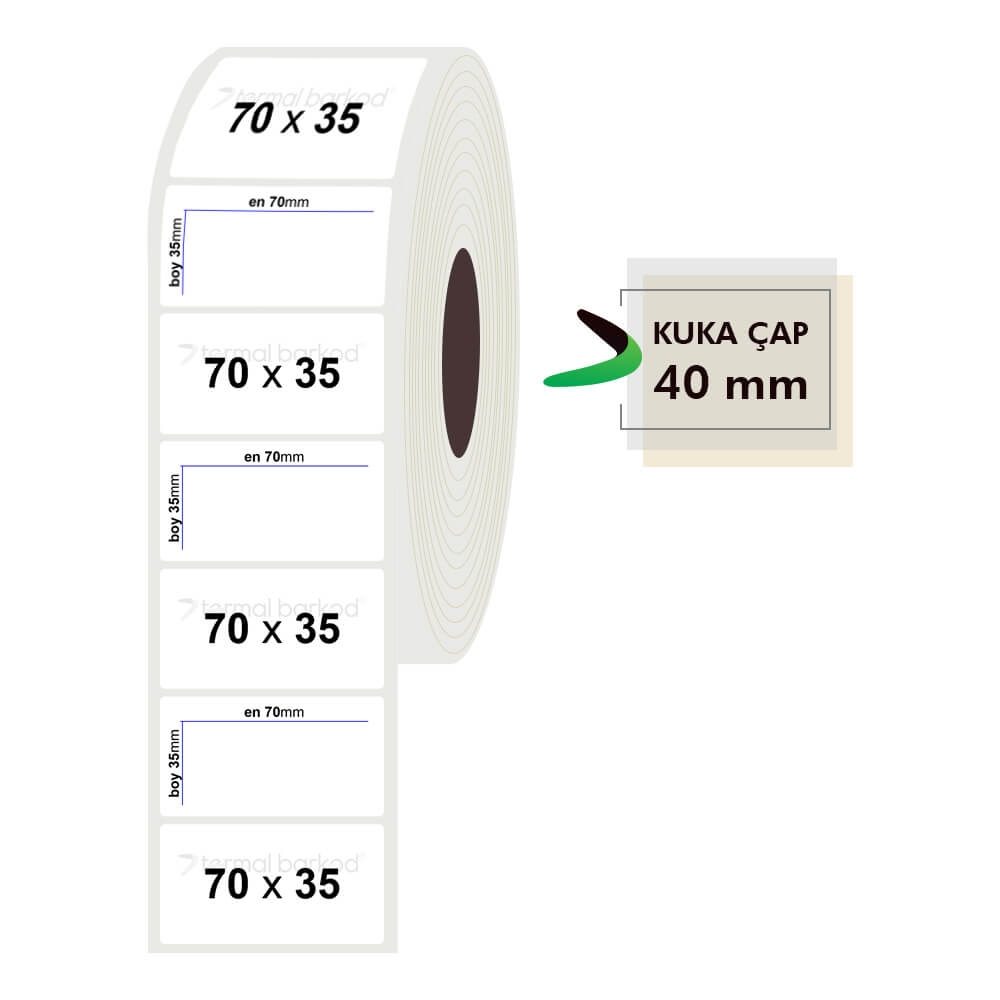 70mm x 35mm Opak Etiket