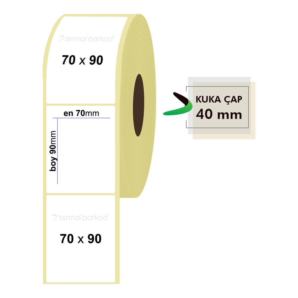 70mm x 90mm Kuşe Etiket