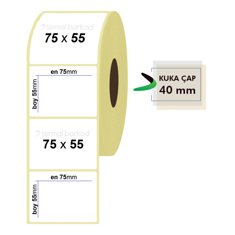 75mm x 55mm Termal Etiket (Sticker)