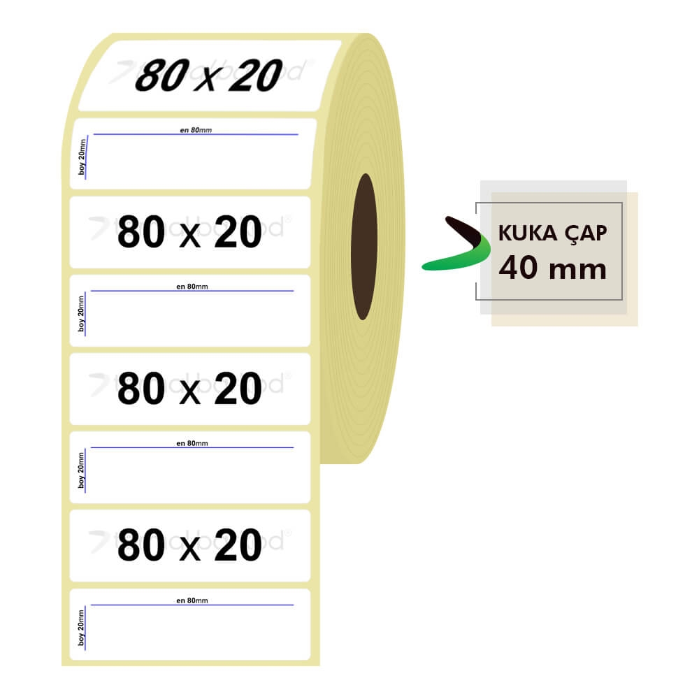 80mm x 20mm Kuşe Etiket