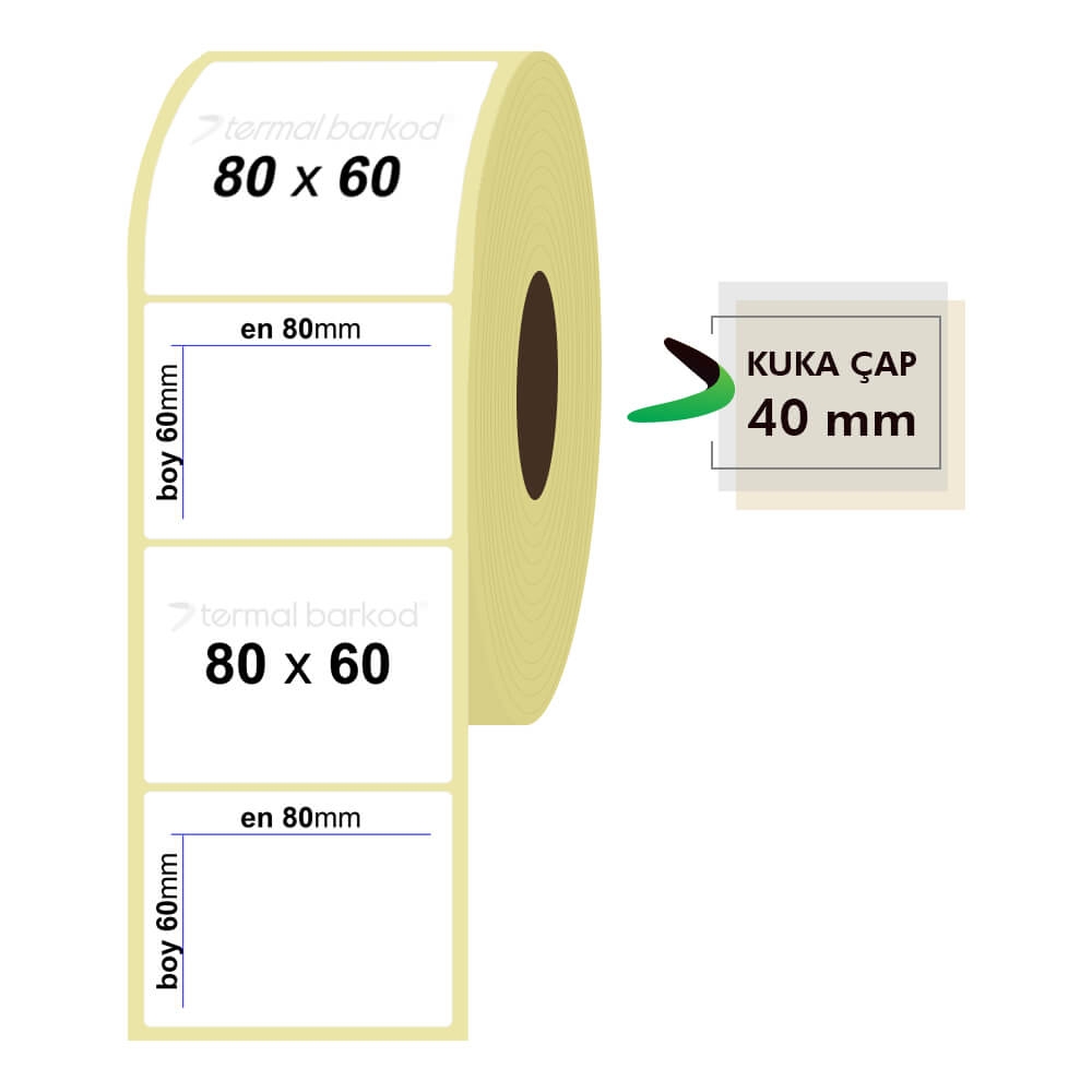 80mm x 60mm Kuşe Etiket
