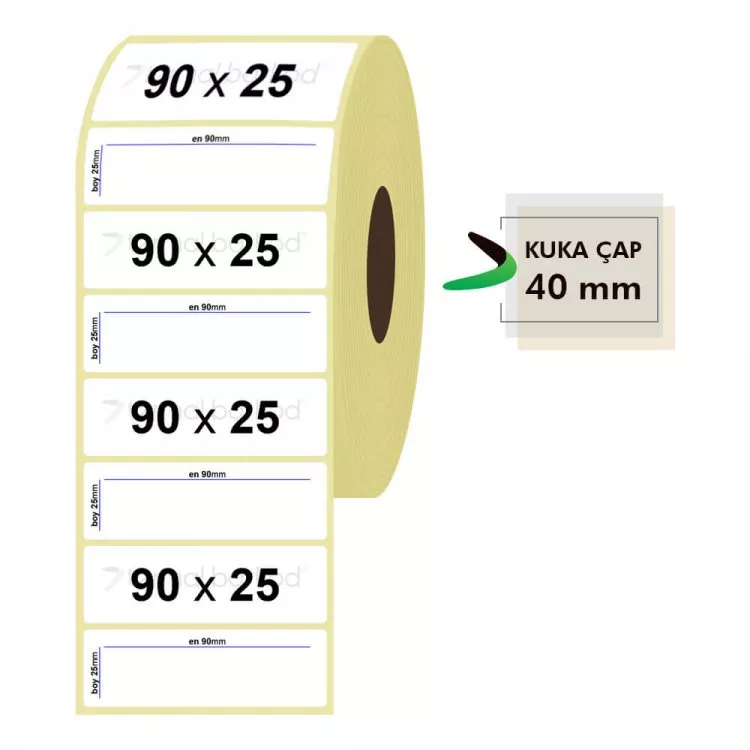 90mm x 25mm Kuşe Etiket