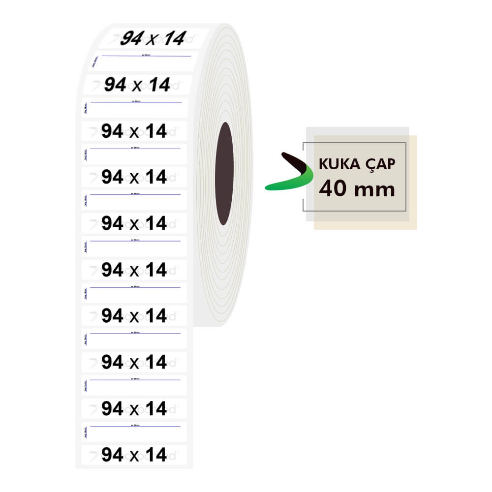 94mm x 14mm PP Şeffaf Etiket