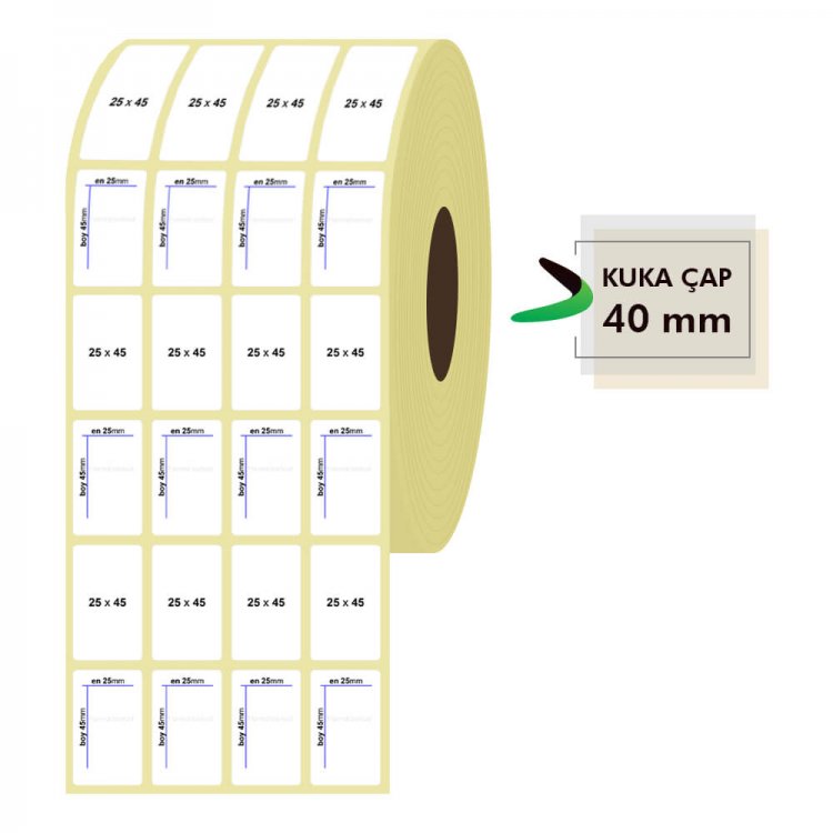 25mm x 45mm 4'lü  Kuşe Etiket 