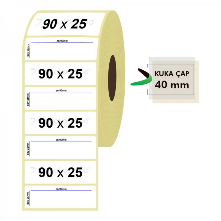 90mm x 25mm Termal Etiket (Sticker)