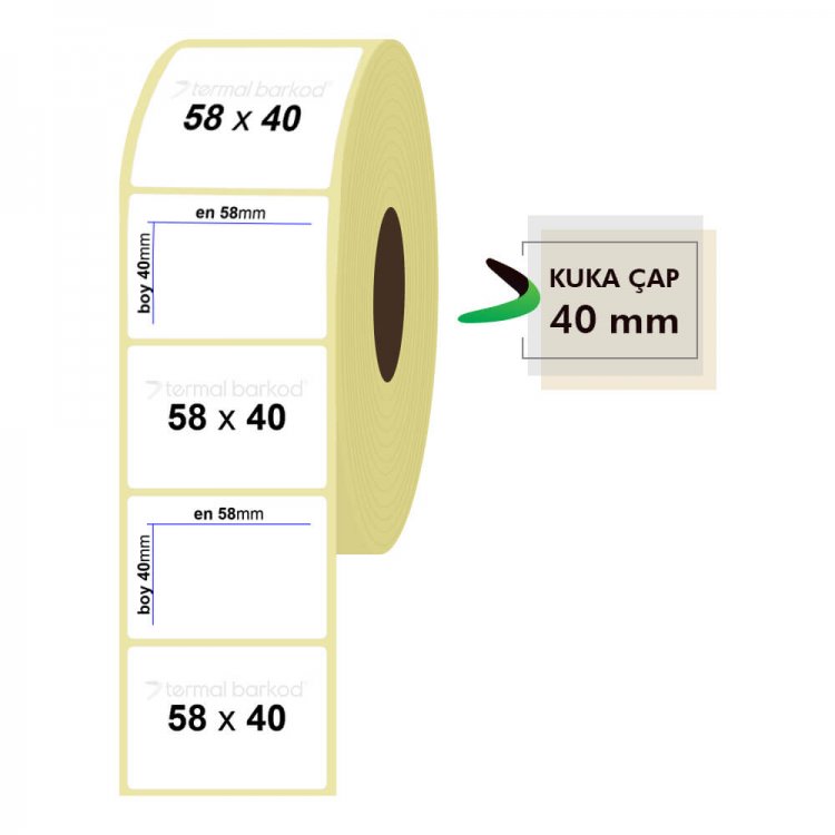 58mm x 40mm Lamine Termal Etiket