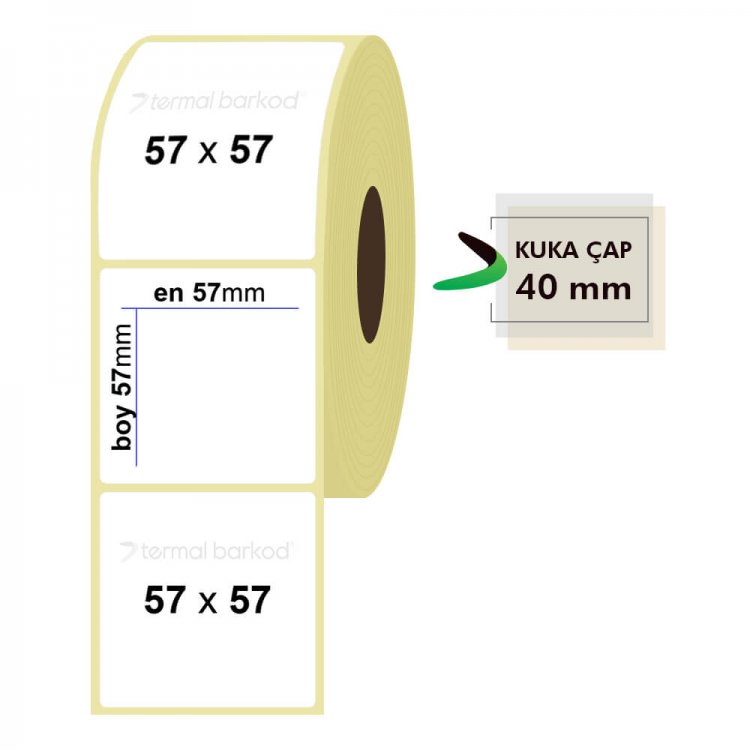 57mm x 57mm Termal Etiket (Sticker)