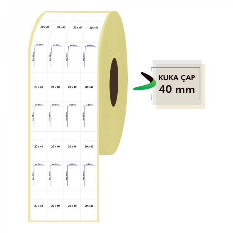 20mm x 40mm 4'lü Bitişik Termal Etiket (Sticker) resimi
