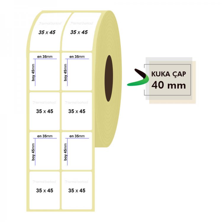 35mm x 45mm 2'li Kuşe Etiket