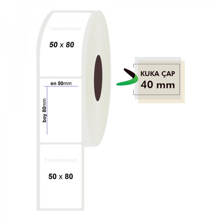 50mm x 80mm Opak Etiket